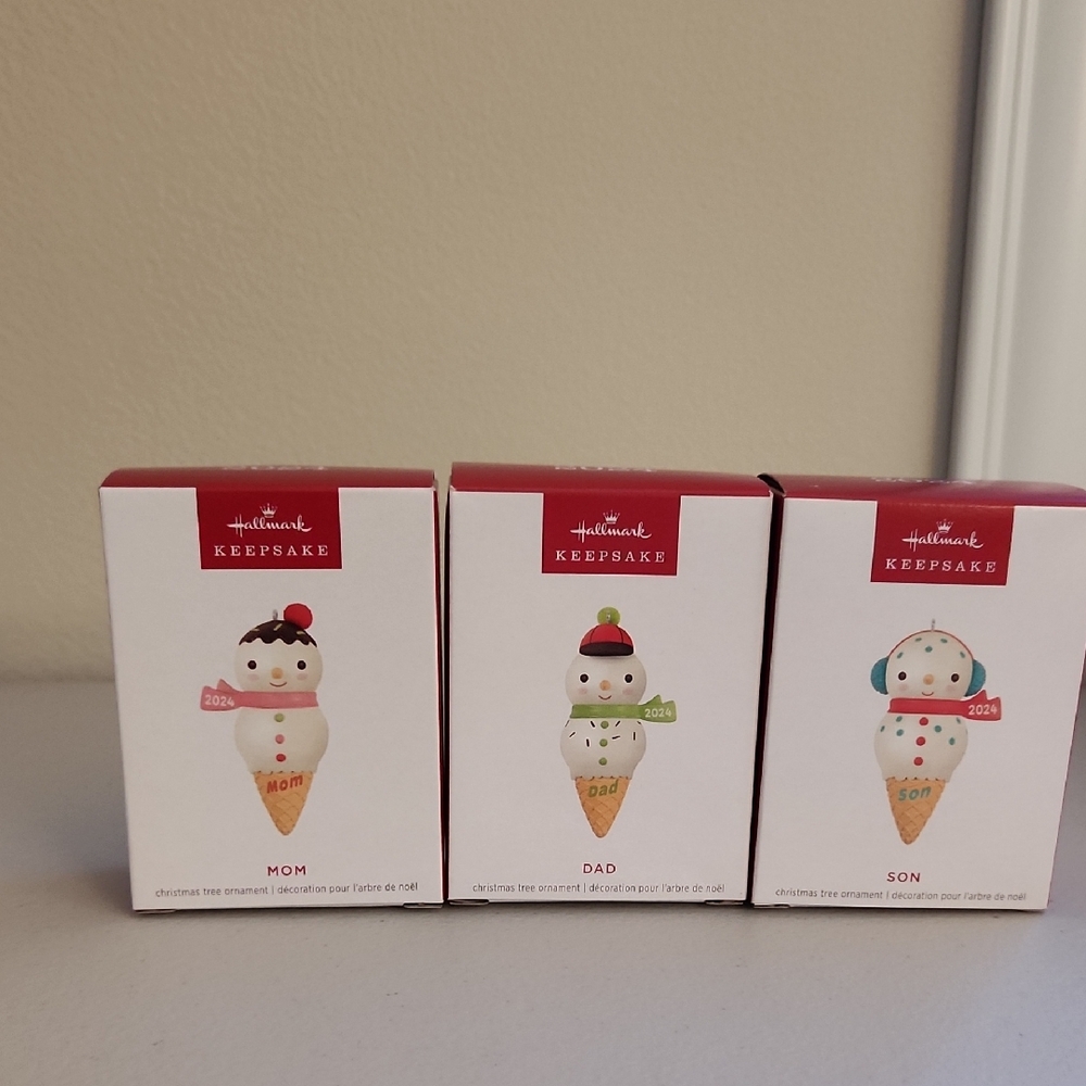 Hallmark Keepsake Family Ice Cream Cone Ornaments